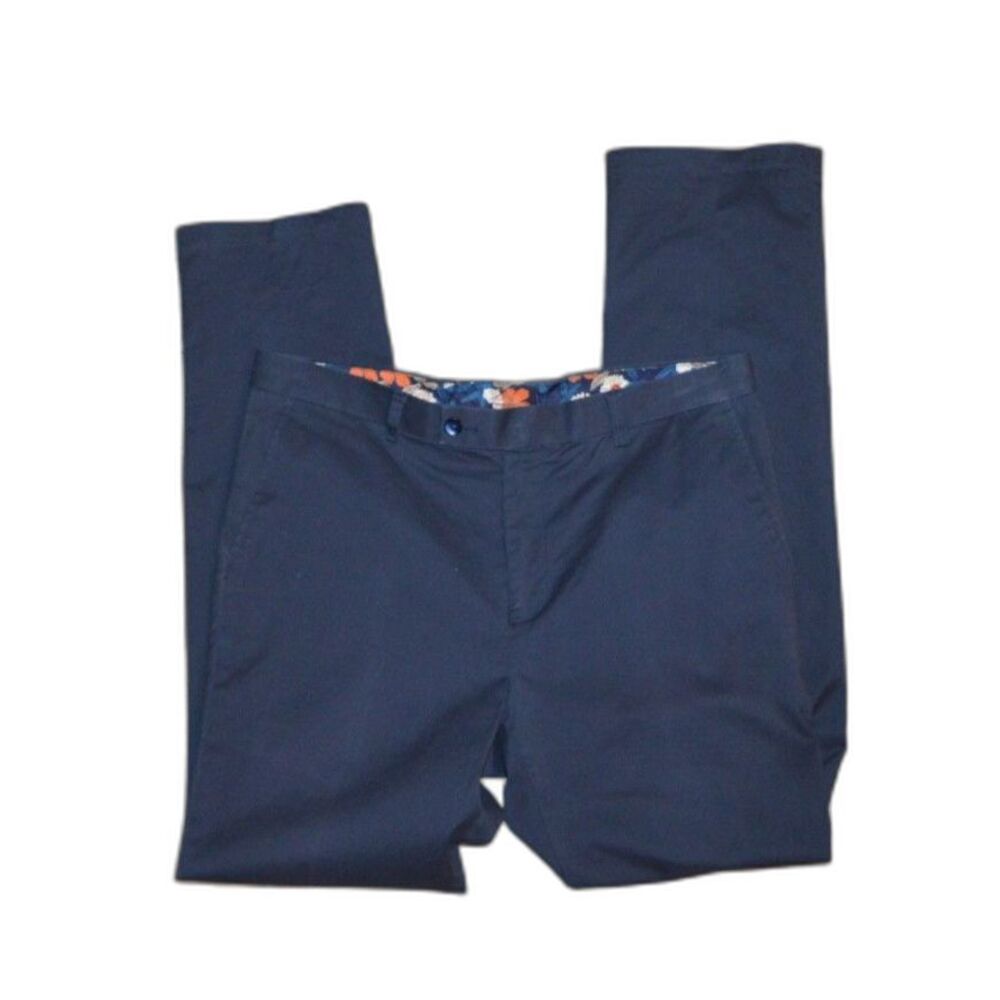 Paisley & Gray Men's Dress Slim Fit Dark Blue 32x32 Cotton Blend Pants